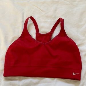 Red Nike sports bra, size small